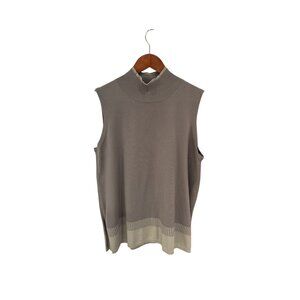 WynneLayers Sleeveless Mock Neck Knit Top — Taupe/Gray, Women’s XL, Soft Knit Ve